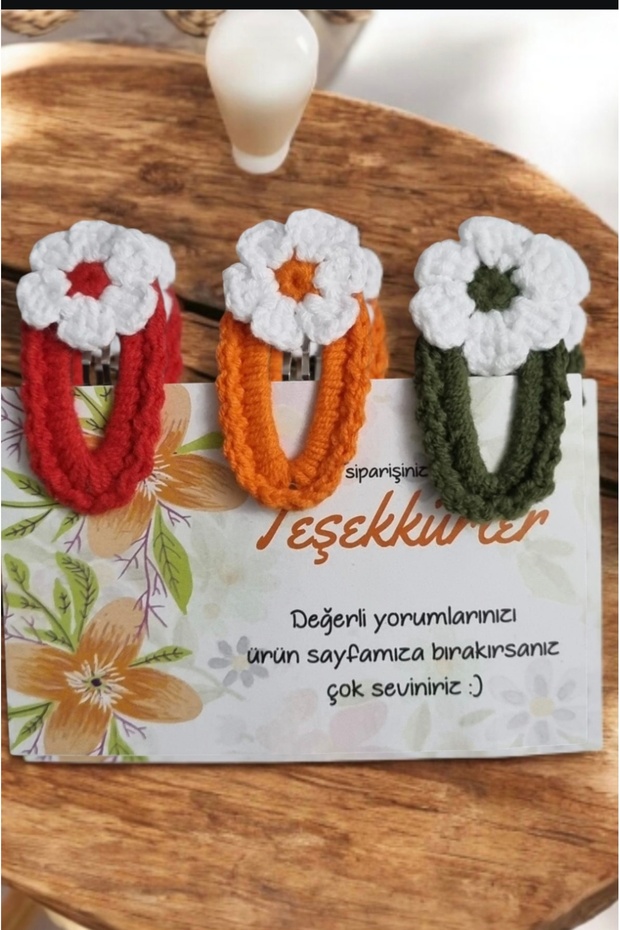 Girl's Hand-Knitted Handmade Snap Buckle – Stylish Hair Accessory 3 Pieces