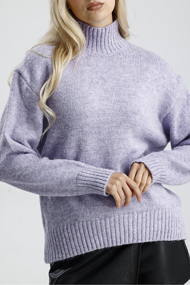 Dik Yaka Kadın Triko Kazak - 1