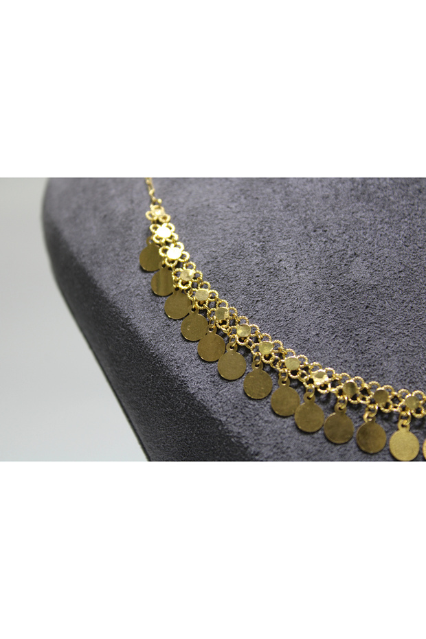 14 Ayar Altın Pullu Akıtma Kolye - 3