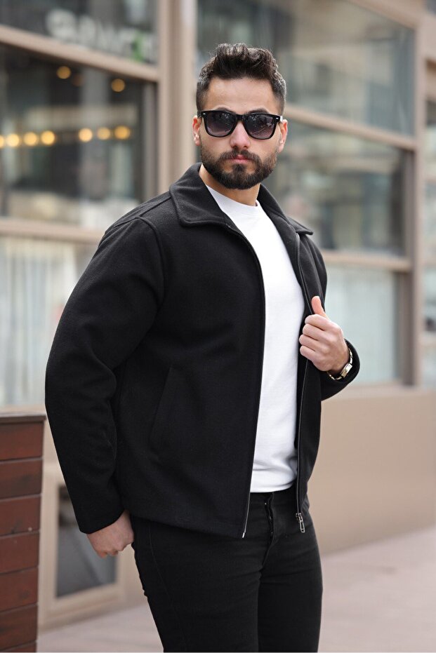 Stylish and Basic Slim Fit Cashmere Jacket - 1