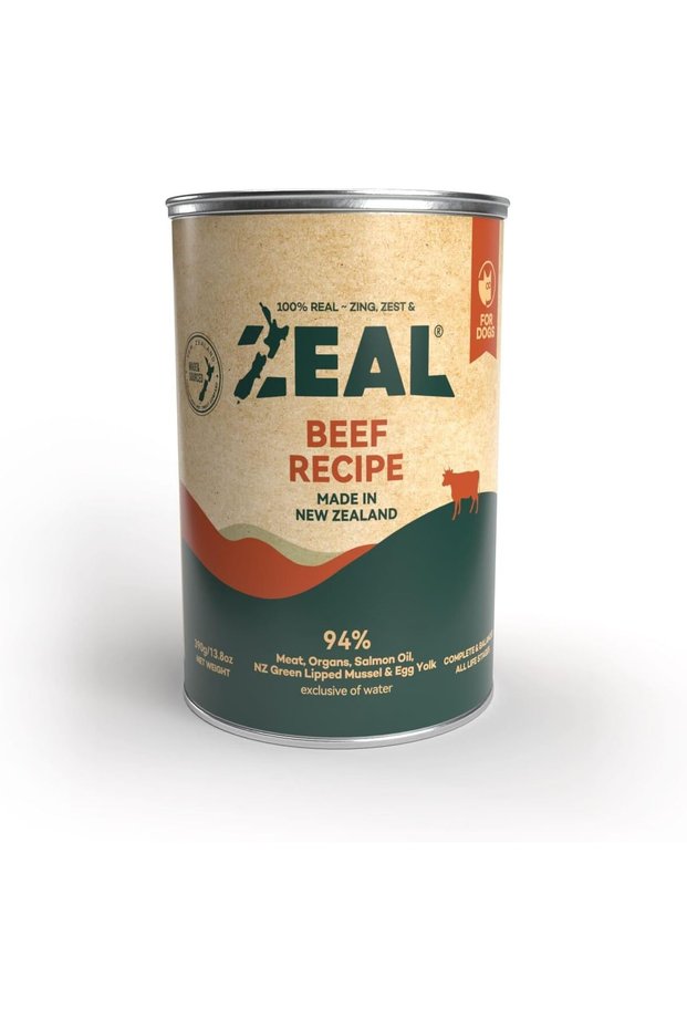 Grain Free Beef Recipe, All Life Stages Dog Wet Food 390g - Made in New Zealand