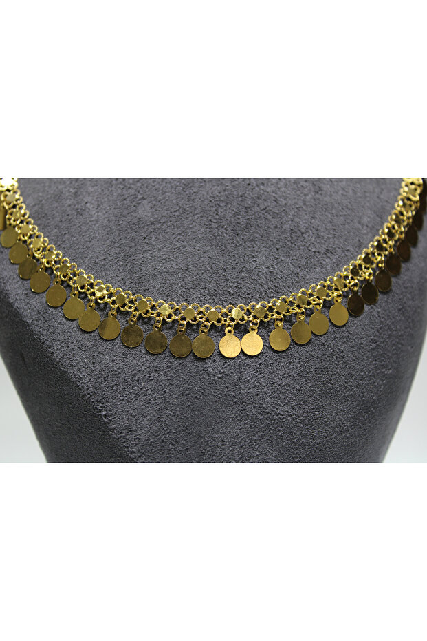 14 Ayar Altın Pullu Akıtma Kolye - 5