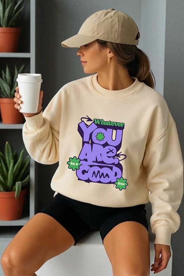 Unisex Long Sleeve You Are Good Transfer Printed Crew Neck Sweatshirt