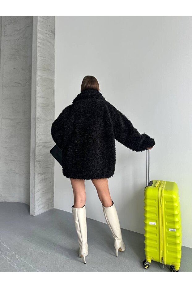 Faux Fur Black Plush Jacket - 3