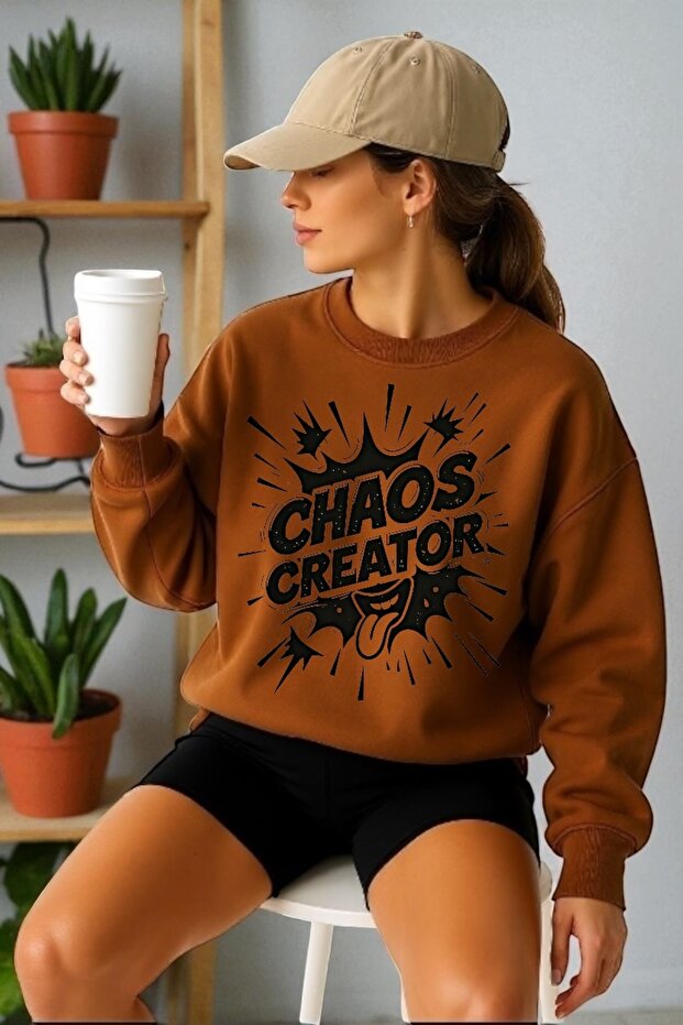سويت شيرت برقبة دائرية مطبوع عليه Chaos Creator بأكمام طويلة للجنسين