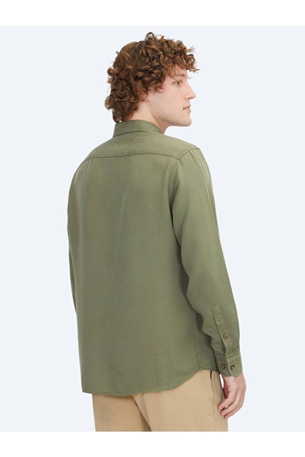 Haki Regular Fit Dokuma Casual Gömlek - 5