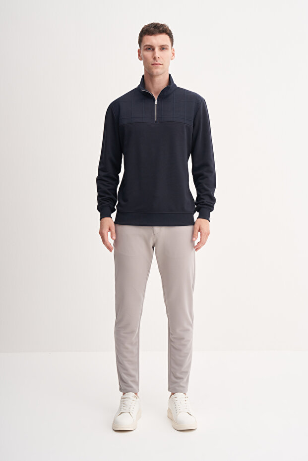 Premium Regular Fit Stand Collar Seasonal 3 Thread Sweatshirt-53415