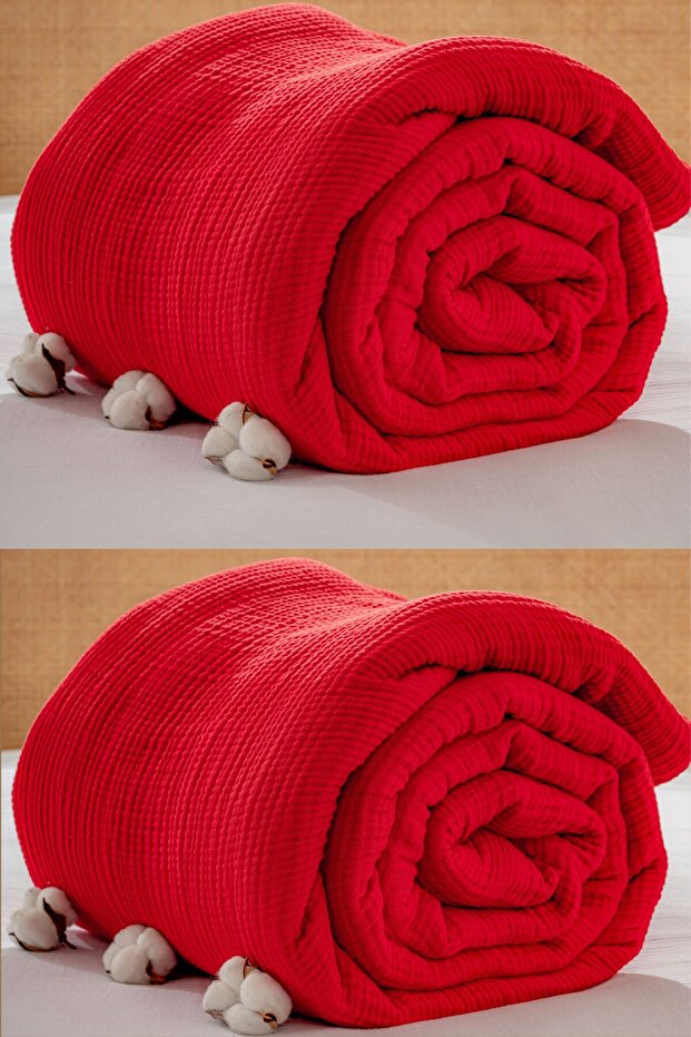 Müslin Yatak Örtüsü Ultra Yumuşak Yüksek Kaliteli 4 Kat Muslin Pike (Tek Kişilik (180x240 cm) - 5