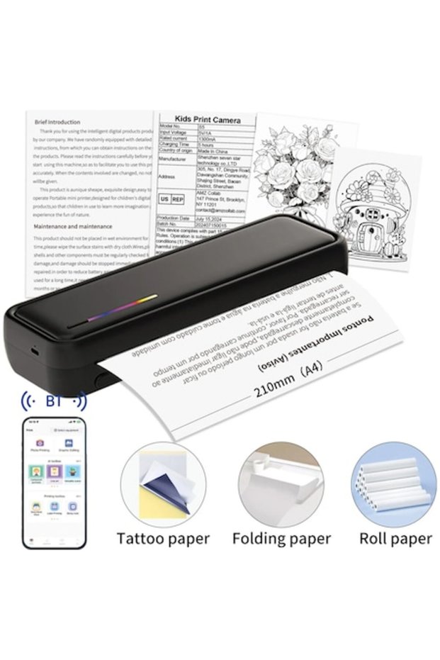 Portable Thermal Printer A4, VALA® X9, Bluetooth, USB, Compatible with iOS/Android/Windows/MAC