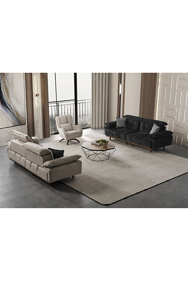 HERA 3+3+1 KOLTUK TAKIMI - GÜRGEN İSKELET - SİLİNEBİLİR KUMAŞ - 8