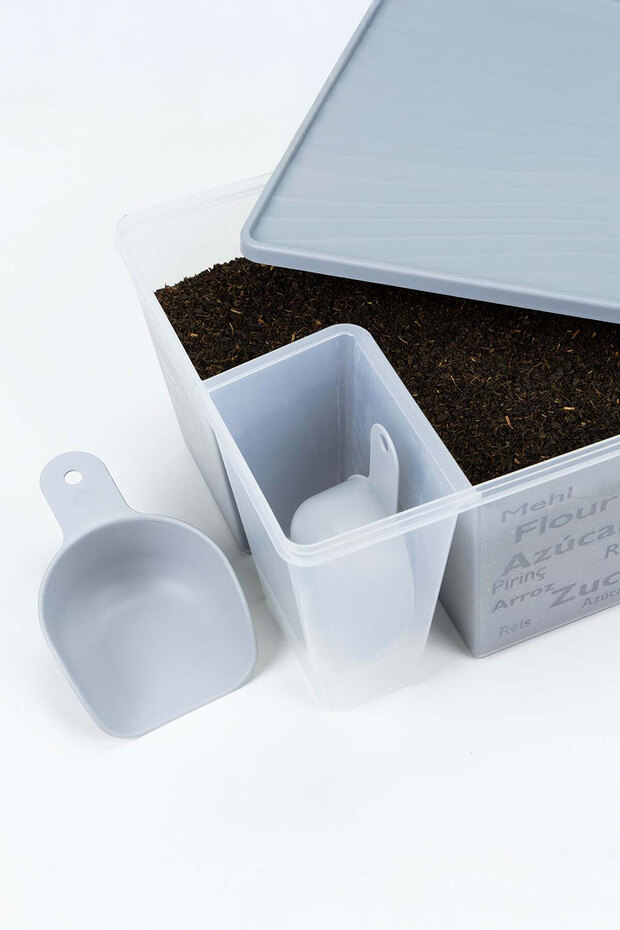 Flour Sugar Detergent Storage Stacking Container with Measuring Spoon Measured Storage Box 6.5 Liters Anthracite - 3