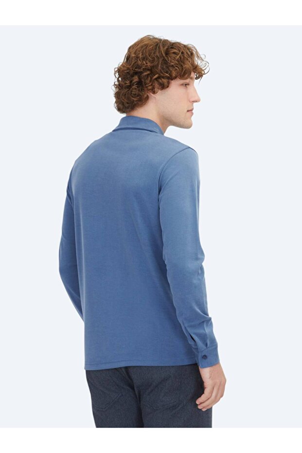 Mavi Düz Regular Fit Casual Gömlek - 5