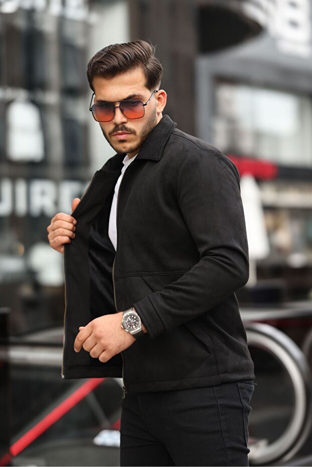 Men's Fur-Lined Suede Jacket