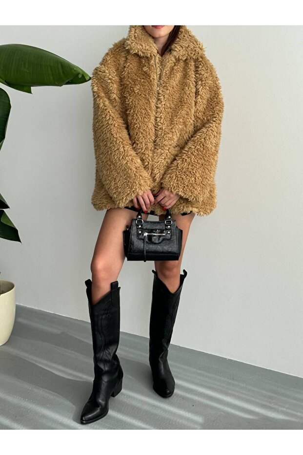 Faux Fur Black Plush Jacket - 2