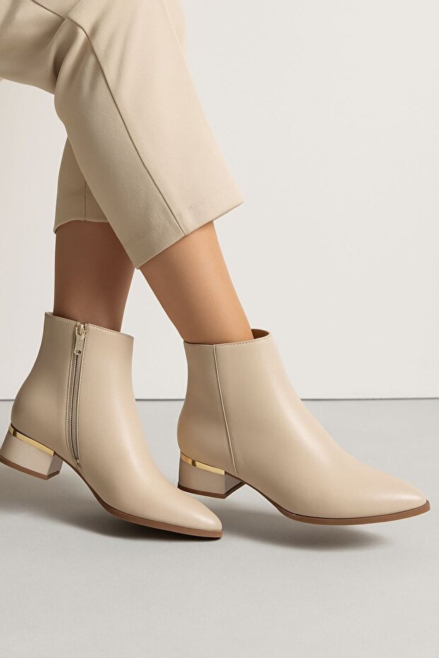 Sade Şık Fermuarlı Kadın Bot - 2