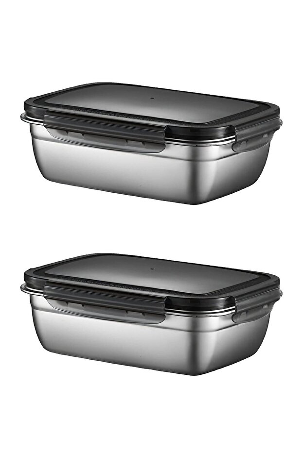 2 Pieces 304 Steel 850 ml Food Fruit Meat Refrigerator Nutrition Storage Container Mt225