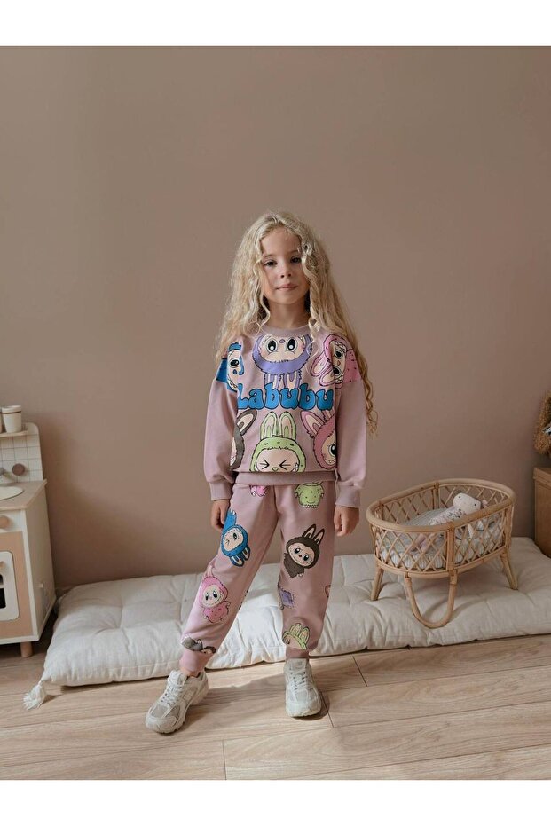 Character Patterned Long Sleeve Girls' Bottom Top Set