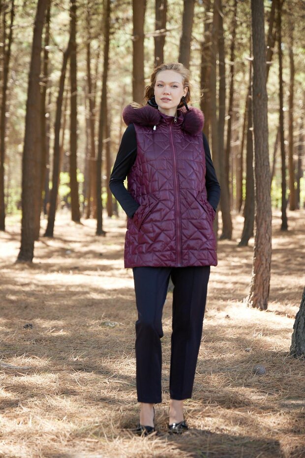 CEBİ TAŞLI KÜRKLÜ KAPİTONE YELEK - 1