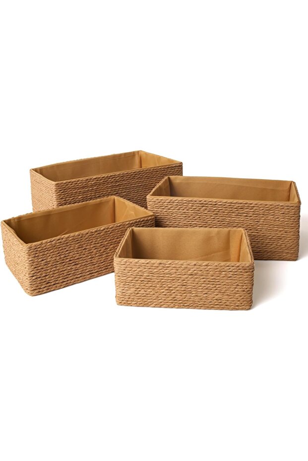 Handwoven Storage Baskets Set of 4 – Multi-Size Organizer Bins for Home & Office
