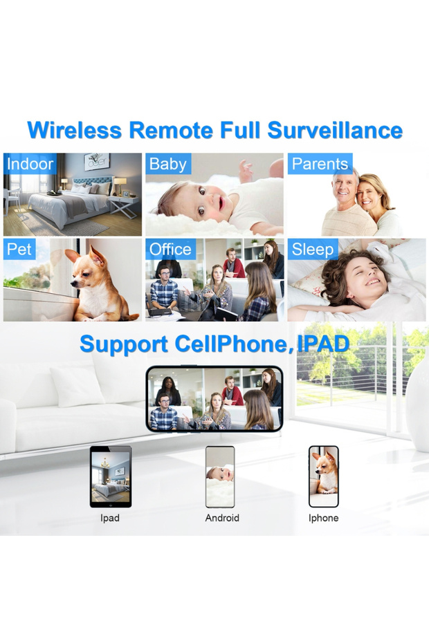 4K IP Camera in Office Clock, Wi-Fi, with Motion Detection, Night Vision, App Control - 5