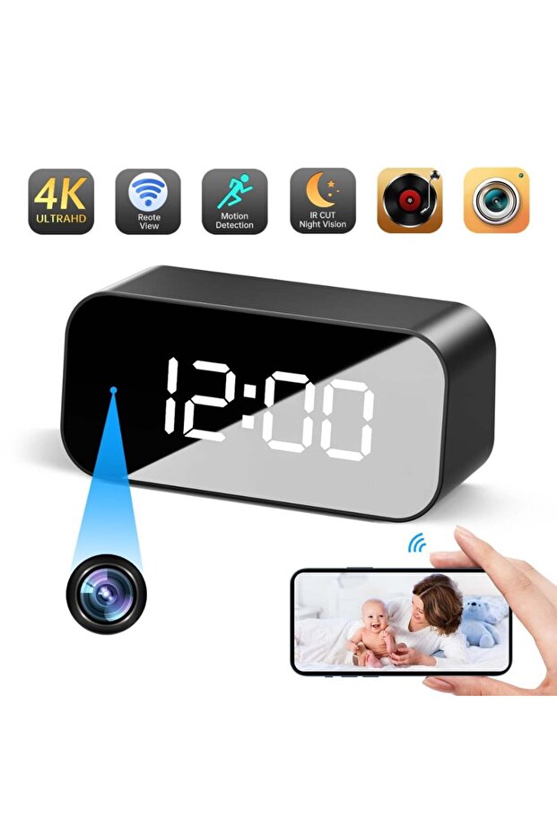4K IP Camera in Office Clock, Wi-Fi, with Motion Detection, Night Vision, App Control - 1