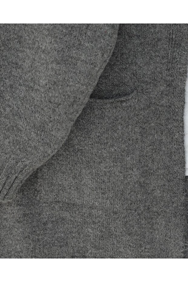 Çift Cepli Yırtmaçlı Yumoş Hırka -Füme - 3