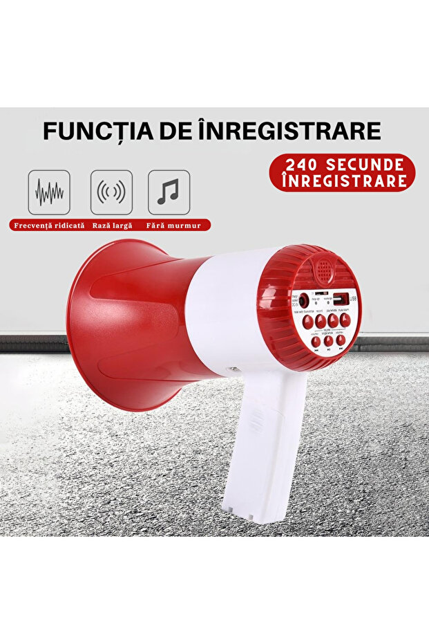 Powerful and Portable Loudspeaker Megaphone with Microphone, Recording, Battery and Bluetooth, Siren - 9