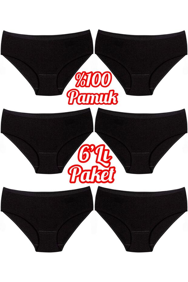 6-Pack 100% Cotton Striped High Waist Women's Bato Panties Ozt6102