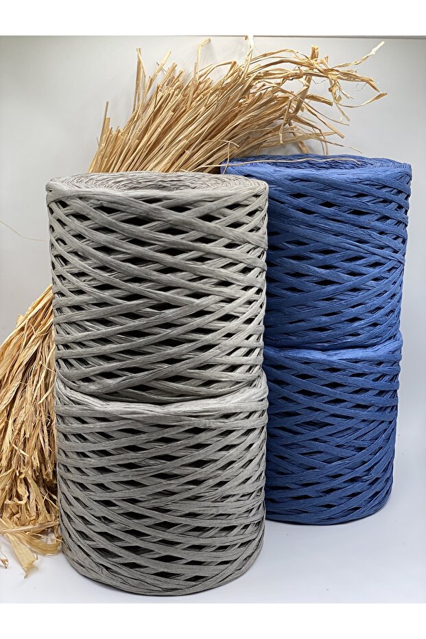 4 قطع من خيوط الرافيا (800 جرام) خيوط ورقية لصنع الحقائب، خيوط للقبعات، خيوط للنعال، خيوط طبيعية من الرافيا - 2