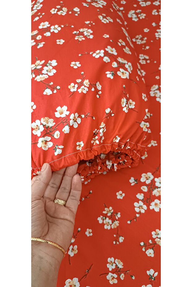 Kırmızı çiçekli çift kişilik nevresim takımı - 3