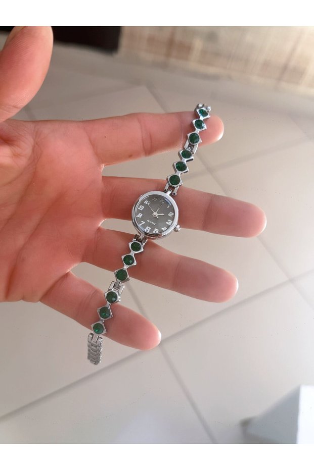 Vintage Zircon Stone Detailed Stylish Minimal Women's Wristwatch