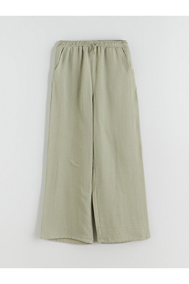 Nevavm Muslin Girls' Pants with Elastic Waist and Difference in Color