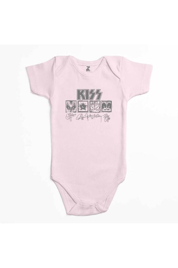 Kiss Logos and Signature Pink Color Baby Bodysuit