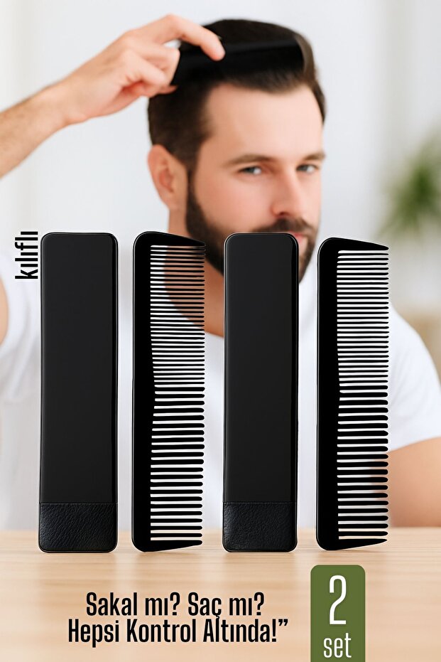 Pocket Comb with Case – 14 X 3 cm | Compact, Stylish and Portable Men's Grooming Comb 722175