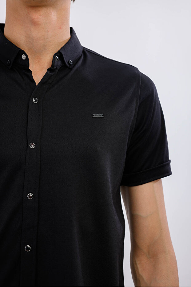 قميص MIRARI الأساسي بأكمام قصيرة - أسود - 4
