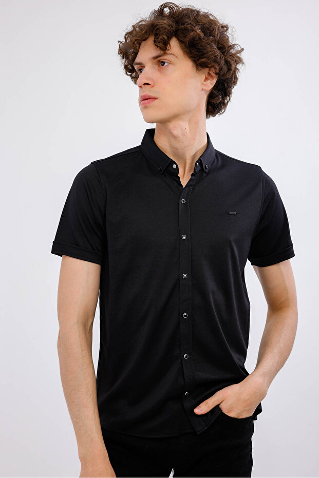 قميص MIRARI الأساسي بأكمام قصيرة - أسود - 5