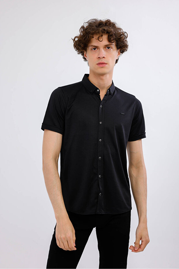 قميص MIRARI الأساسي بأكمام قصيرة - أسود - 1