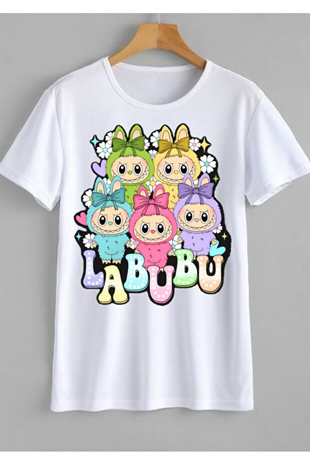 Labubu Multi T-Shirt 100% Cotton White Short Sleeve Model-3