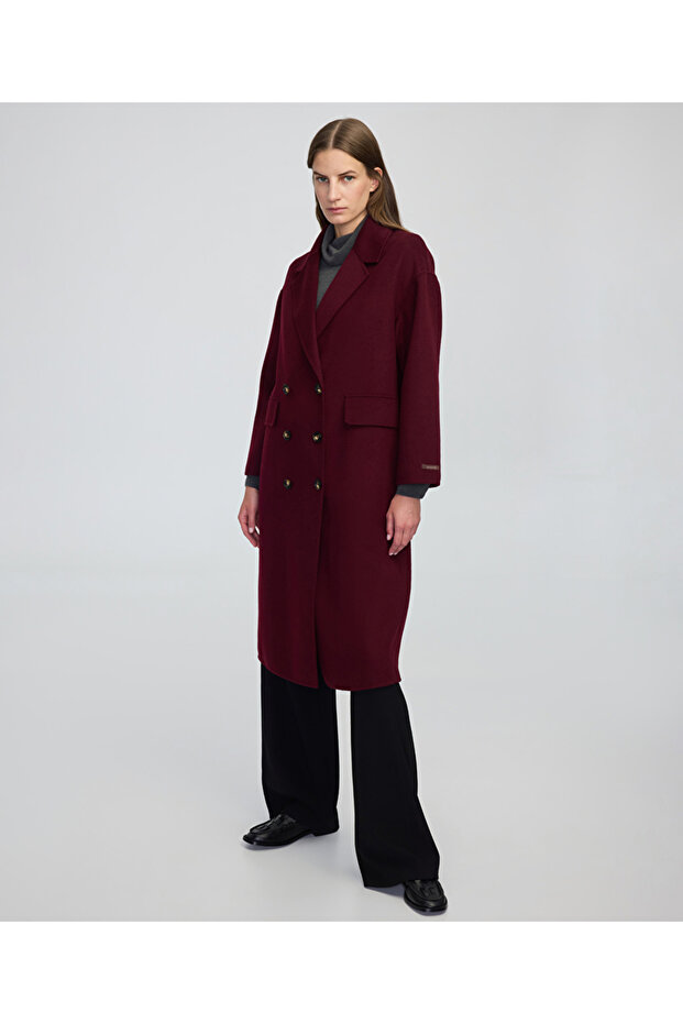 Buttoned Double-Breasted Coat - 2
