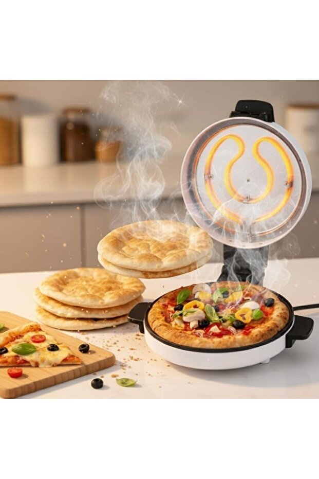 Electric Pizza Maker Oven: Dual Heat, Non-Stick Portable Indoor Cooker for Gourmet Pizzas & Snacks