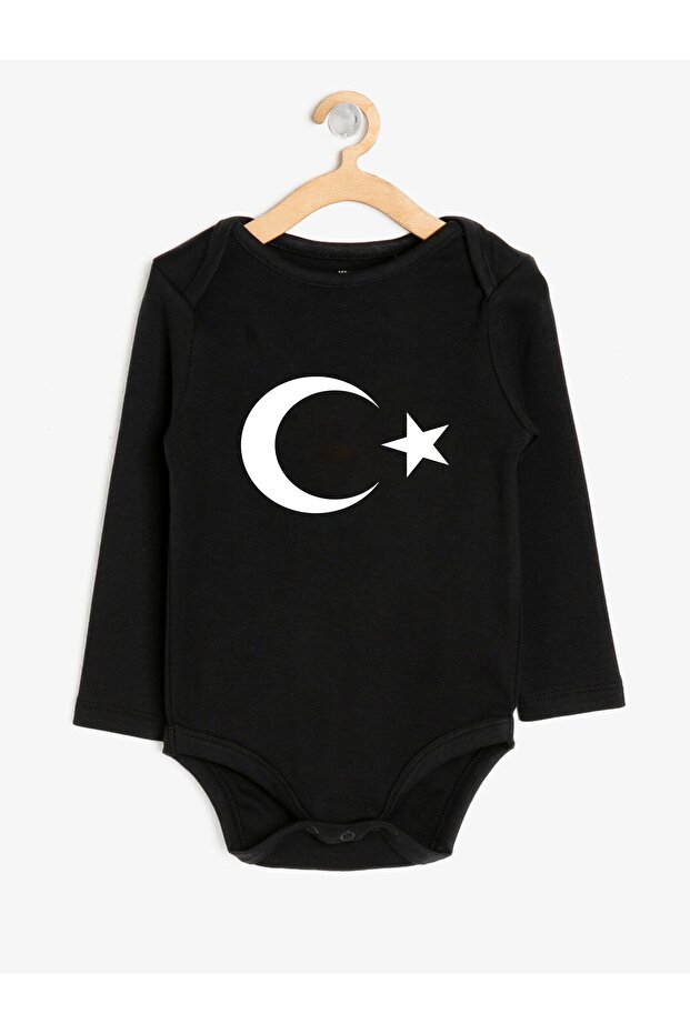 Ayyıldız Turkey Printed Black Baby Bodysuit