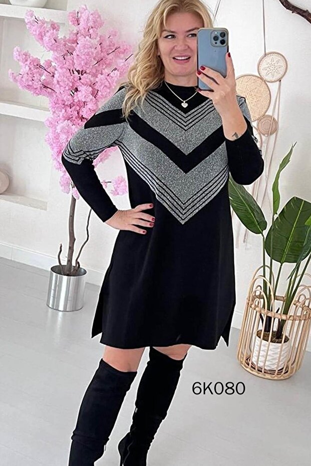 Simli Triko Elbise 6k080 - 1