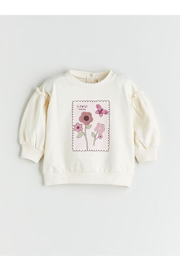 LCW baby Çiçekli Kız Bebek Sweatshirt ve Tayt 2'li - 2