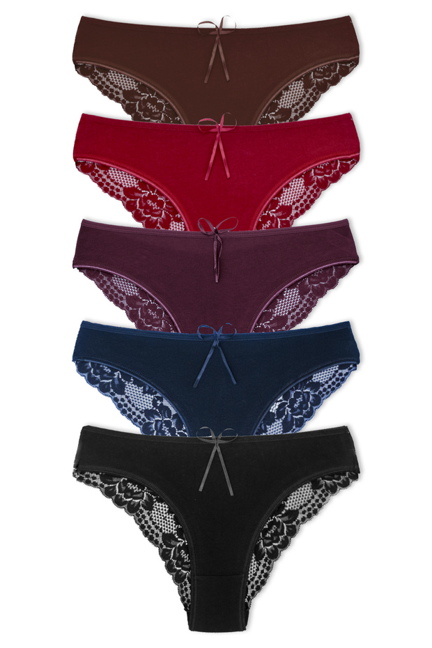 5-Piece Cotton Lace Back Women's Panties