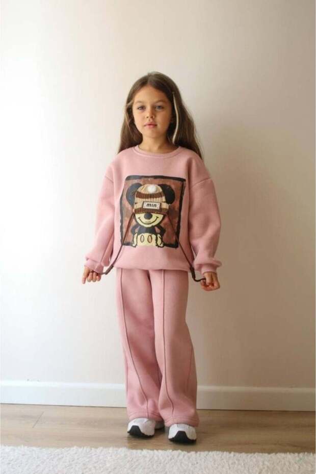 Girls' Hooded Suit Winter Cotton Tracksuit Set