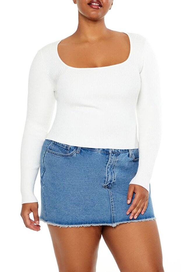 Plus Size Kare Yaka Kazak - 5