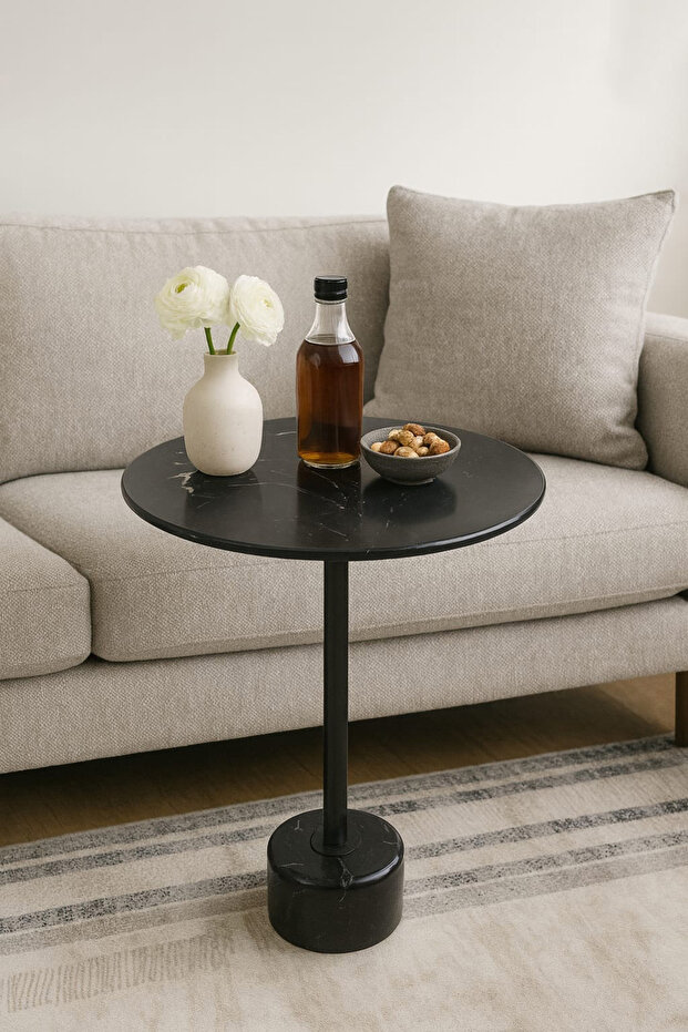 Black marble serving table - 1