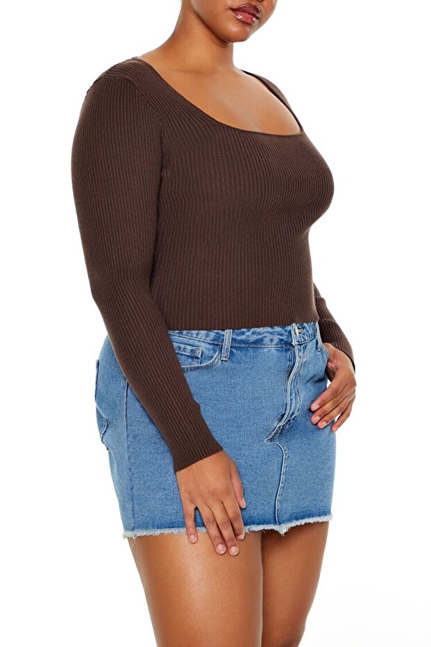 Plus Size Kare Yaka Kazak - 1