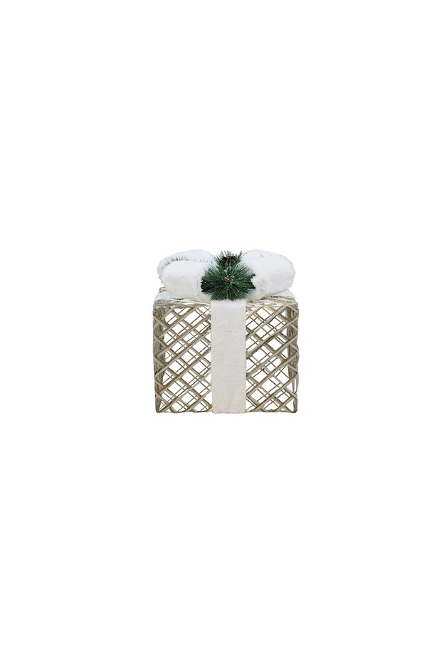 Christmas Rustic Gift Box with White Ribbon 15X13 cm