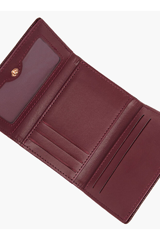 Textured Tri-Fold Wallet with Snap Button Closure - H 9 x W 10.5 x 3.5 cms - 5
